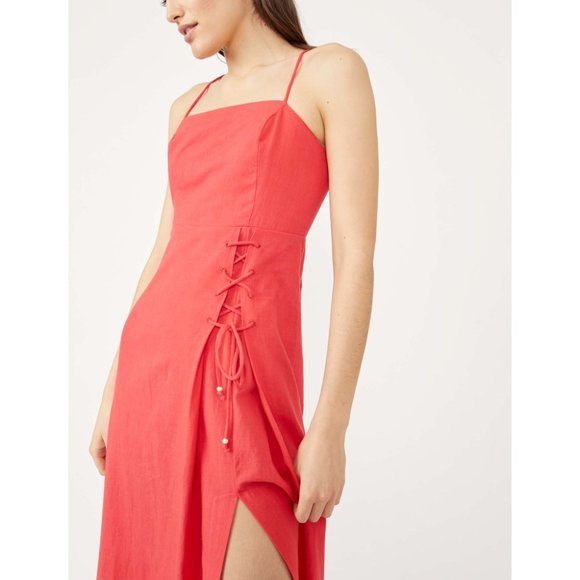 NWT Free People Francesca Midi Dress / Tangerine Tango - Picture 4 of 6